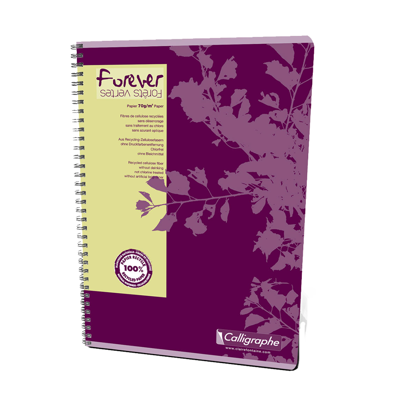 Cahier à spirale recyclé A4 180p ligné 80g