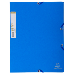 Chemise 3 rabats A4 à élastique carte 100% recyclée 380g bleue