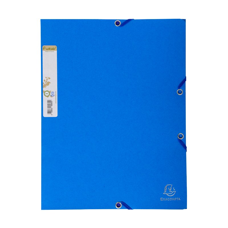 Chemise 3 rabats A4 à élastique carte 100% recyclée 380g bleue
