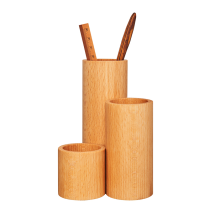 Pot à crayons triple case en bois