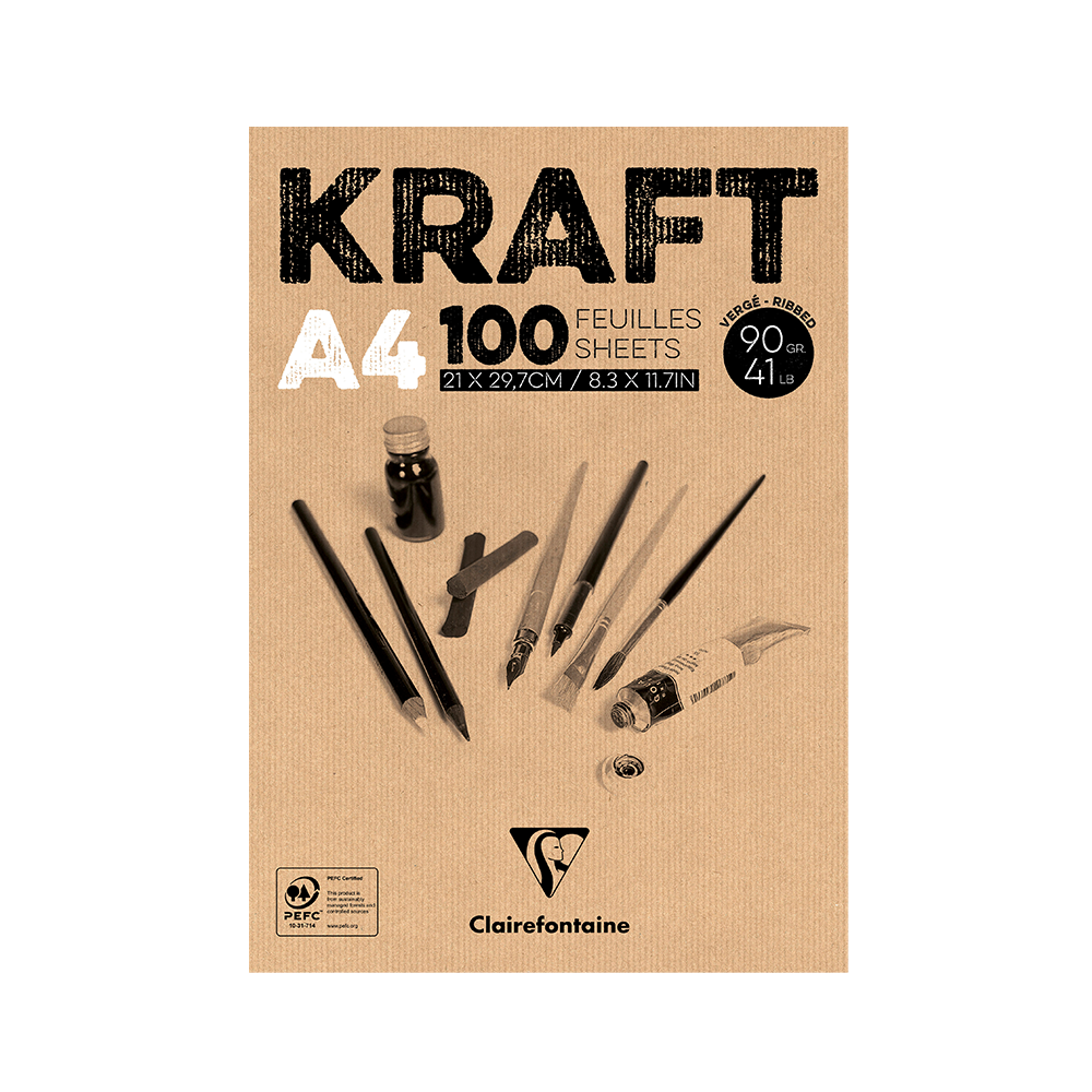 Bloc dessin kraft A4 100 feuilles 90g Clairefontaine