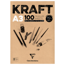 Bloc dessin en Kraft 100 feuilles A3 90g Clairefontaine