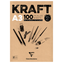 Bloc dessin en Kraft 100 feuilles A3 90g Clairefontaine