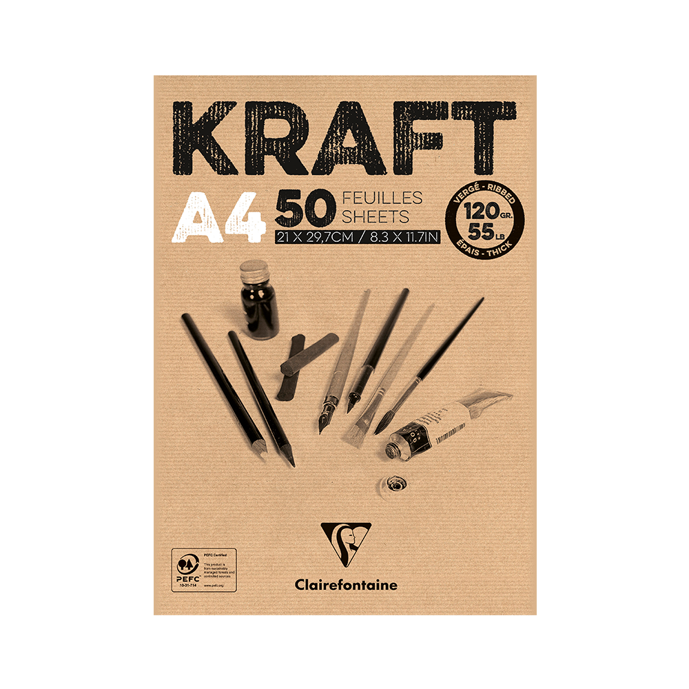 Bloc dessin kraft A4 120g 50 feuilles