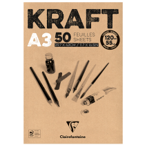 Bloc de calligraphie Clairefontaine A3 kraft 120g 50 feuilles