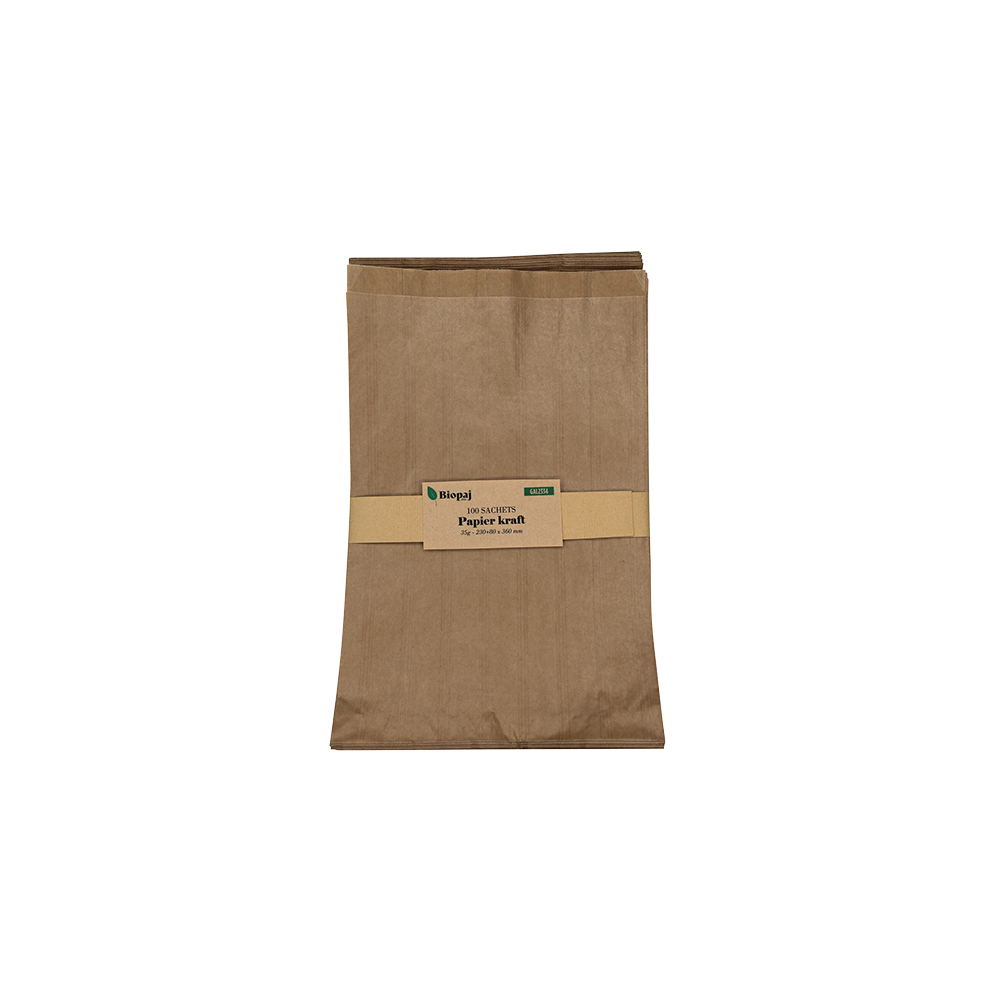 Sachets kraft à soufflet de 80 230x360 par 100