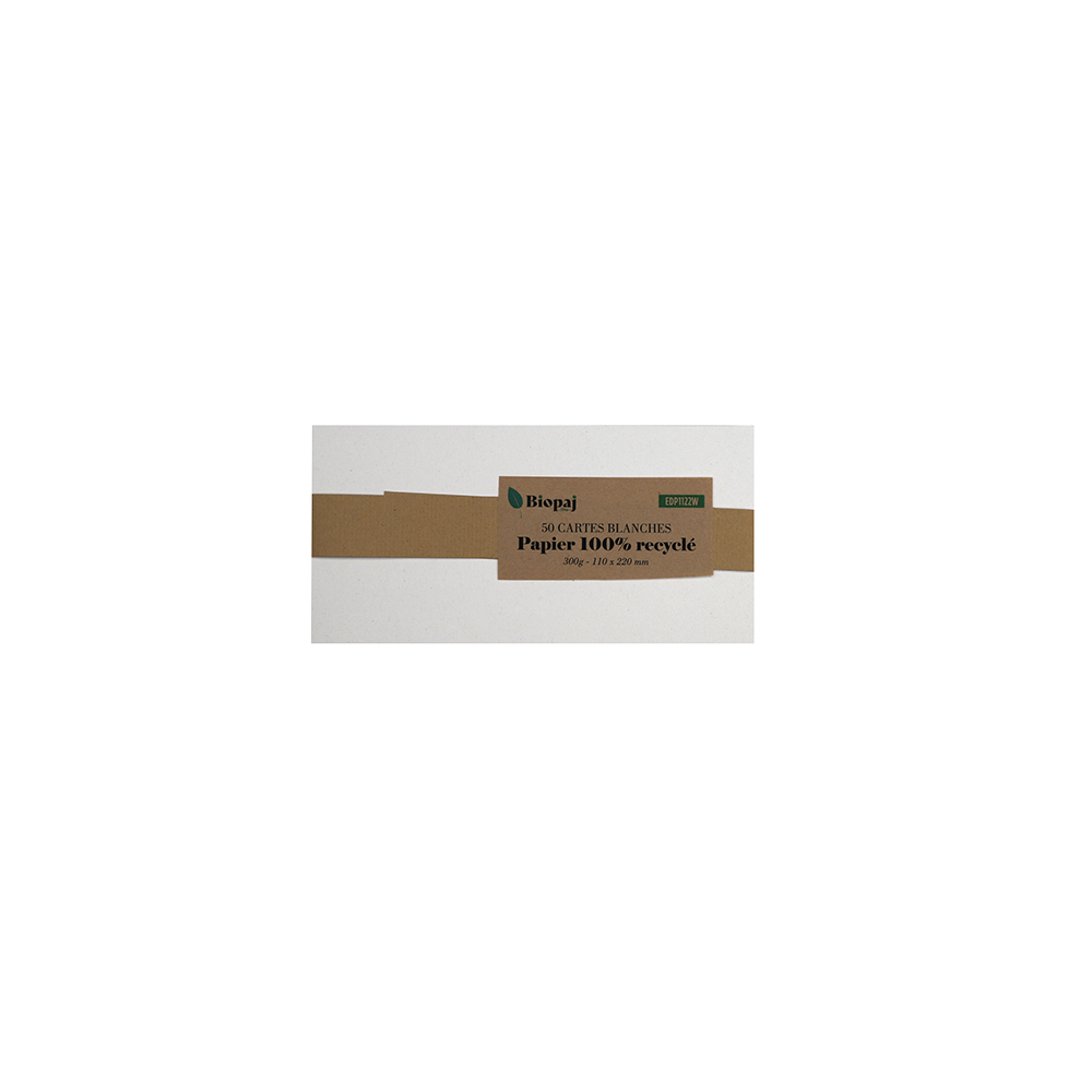50 Cartes blanches recyclées 300g DL 110 x 220 mm