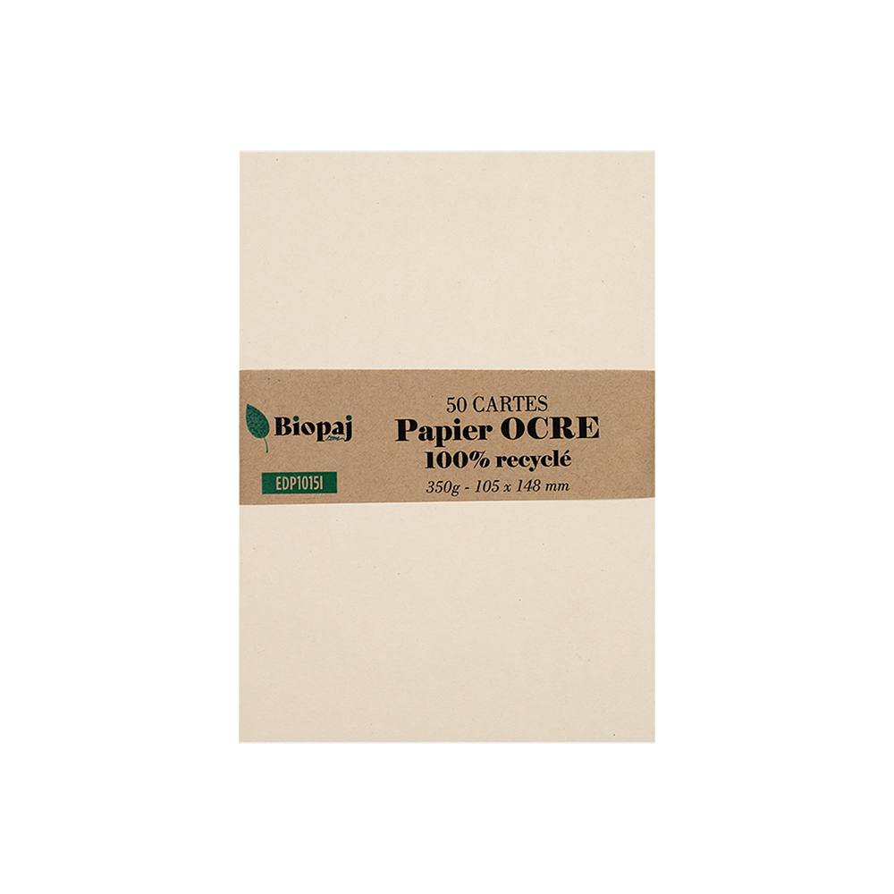 50 cartes de correspondance A6 papier recyclé 350g ocre (ivoire)
