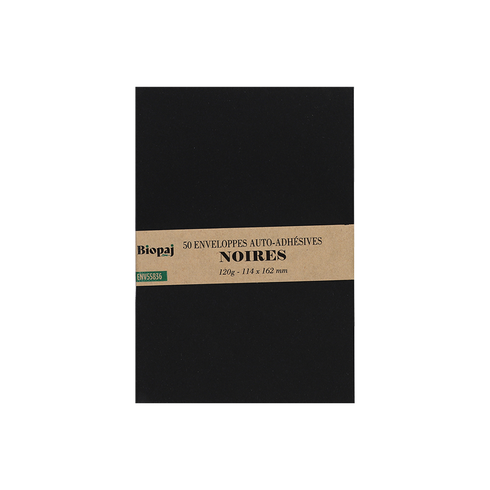 50 enveloppes noires C6 114 x 162 mm