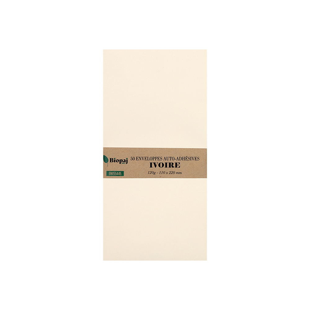 50 enveloppes ivoire DL 110 x 220 mm