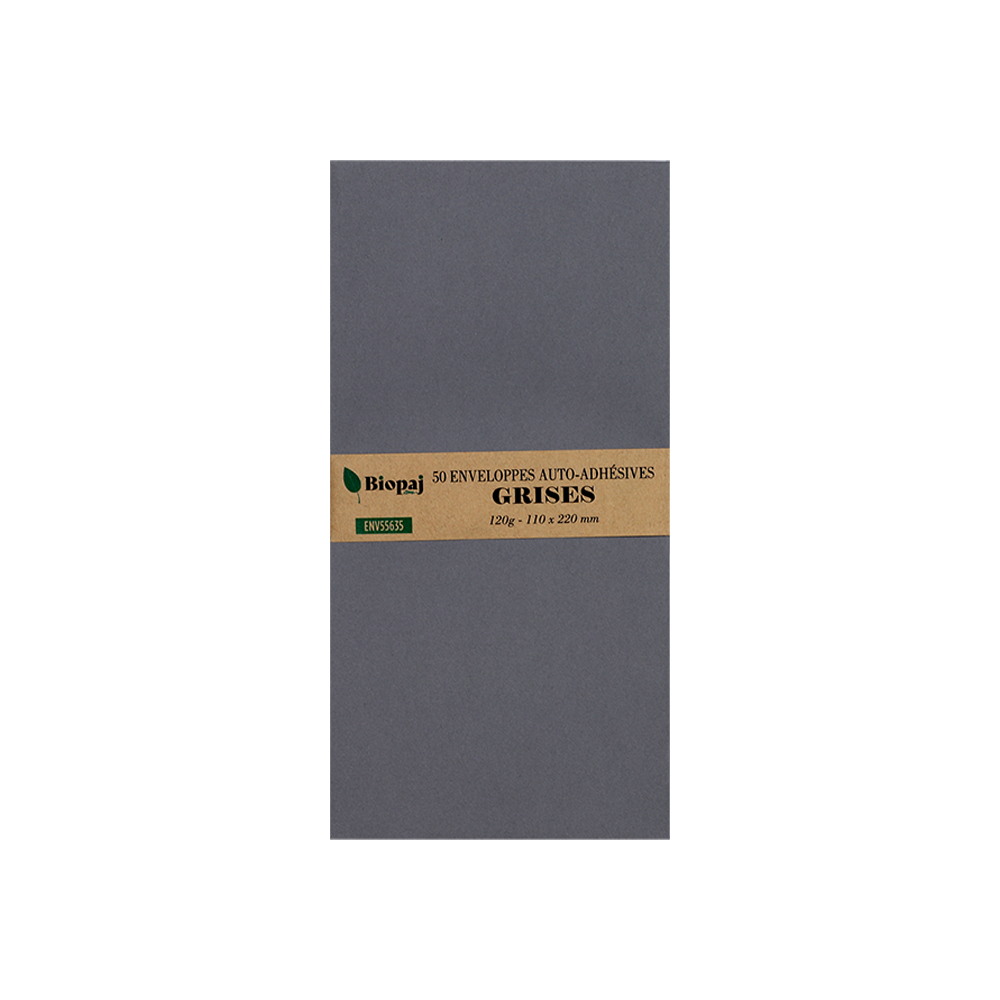 50 enveloppes grises DL 110 x 220 mm