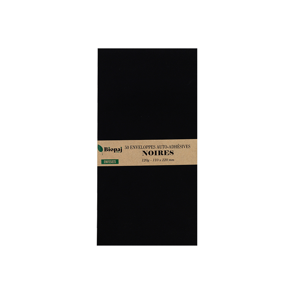 50 enveloppes noires DL 110 x 220 mm