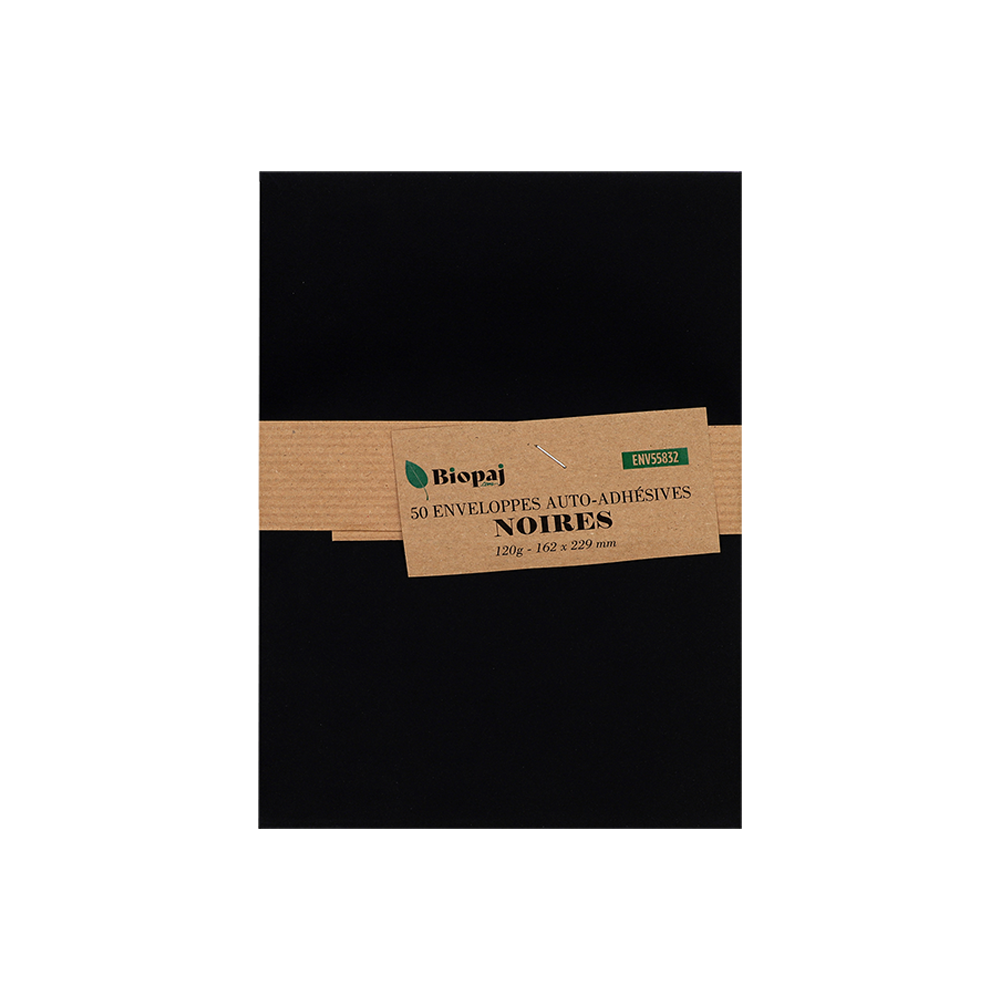 Enveloppes noires C5 162 x 229 mm par 50