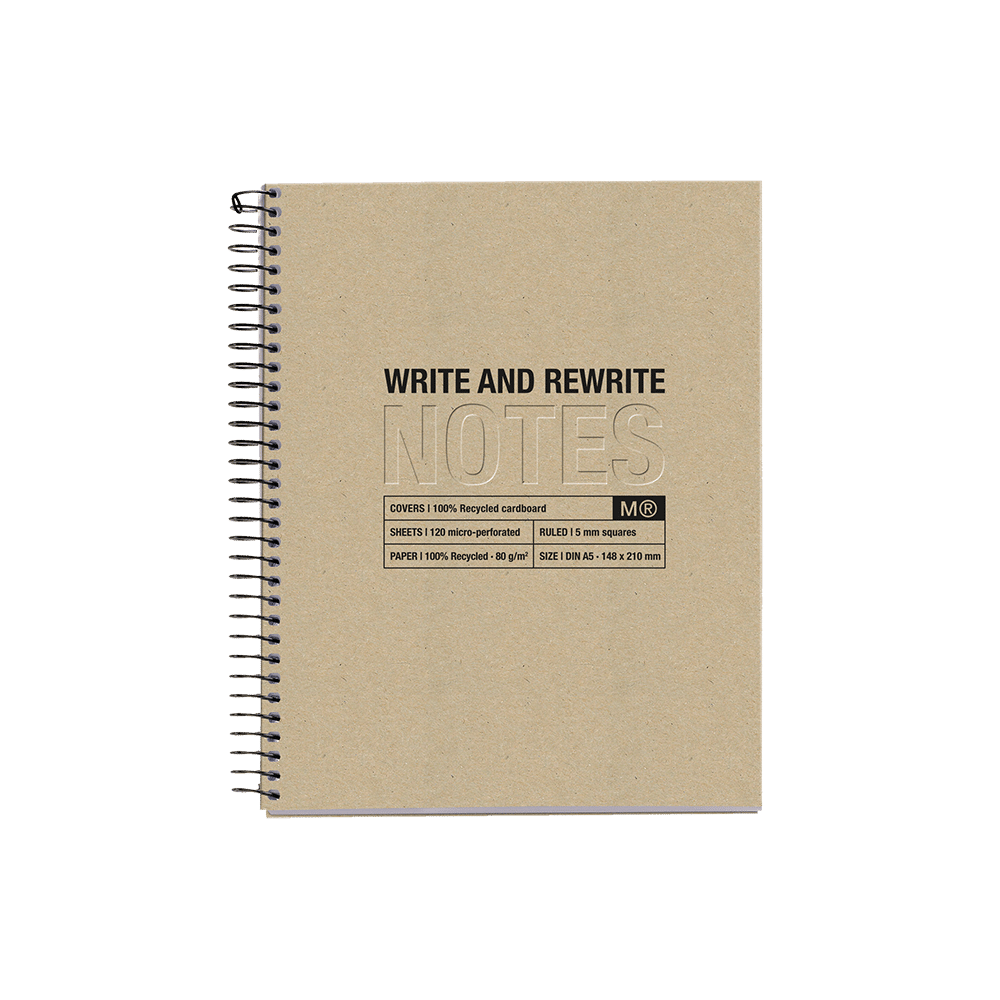 Cahier recyclé A5 Miquelrius kraft | 240p à spirale 4 couleurs