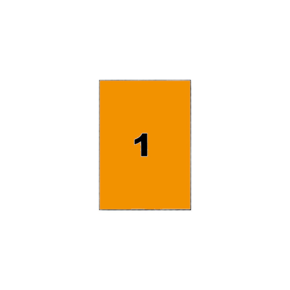 Etiquettes oranges 210x297 mm sur 20 planches A4