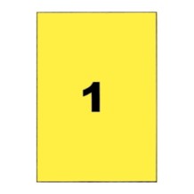 Etiquettes jaunes 210x297 mm sur planches A4