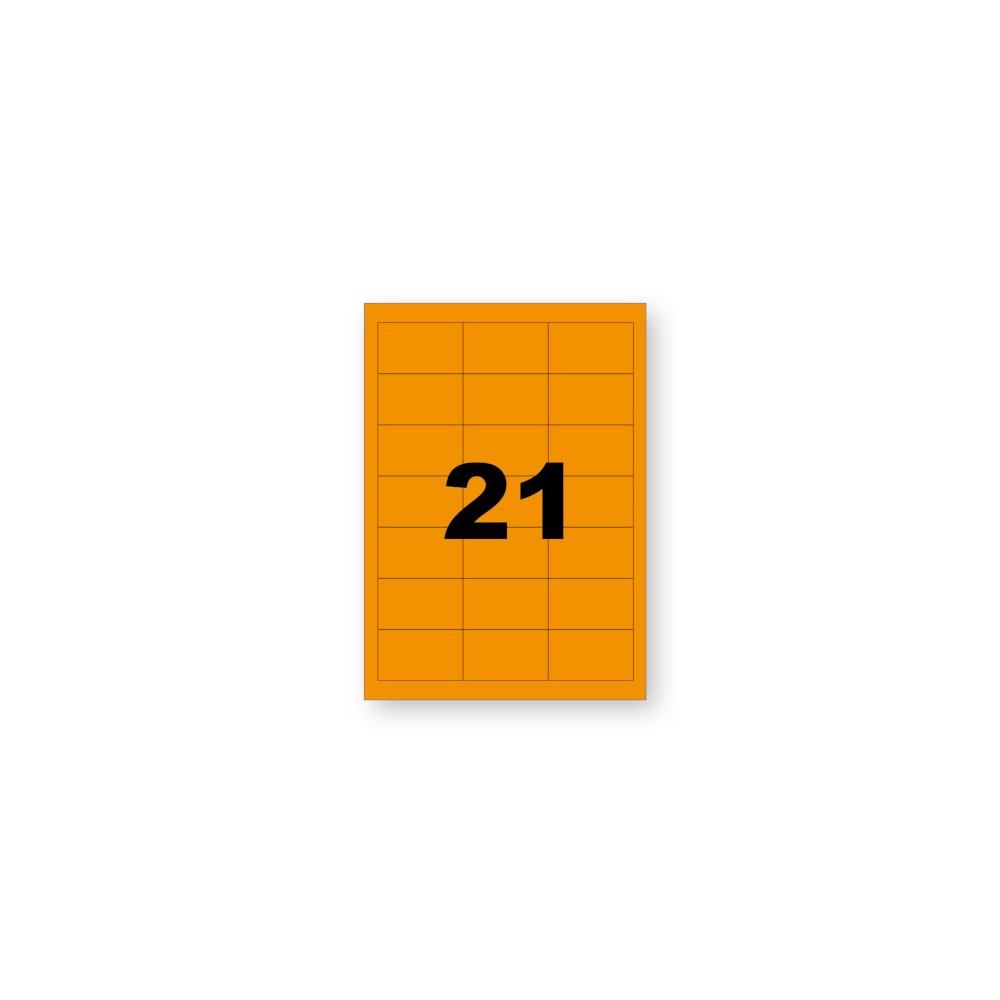 Etiquettes autocollantes oranges 63,5x38,1mm sur A4
