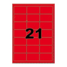 Etiquettes autocollantes rouges 63,5x38,1mm sur A4