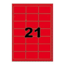 Etiquettes autocollantes rouges 63,5x38,1mm sur A4
