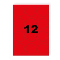 Etiquettes rondes rouge fluo 63mm sur A4