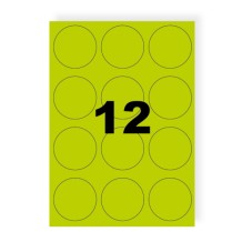Etiquettes rondes vert fluo 63mm sur A4