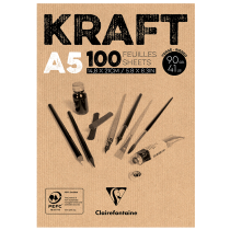 Bloc dessin A5 en kraft 90g de 100 feuilles - Clairefontaine
