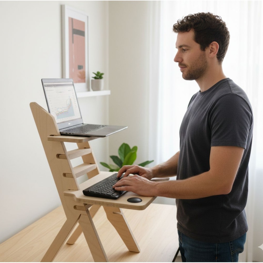 Bureau assis-debout en bois Tufetto Medi