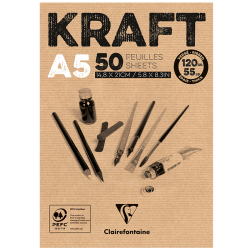 Bloc dessin 50 feuilles kraft A5 120g