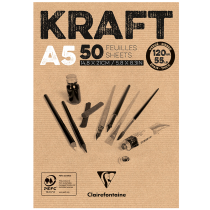 Bloc dessin 50 feuilles kraft A5 120g