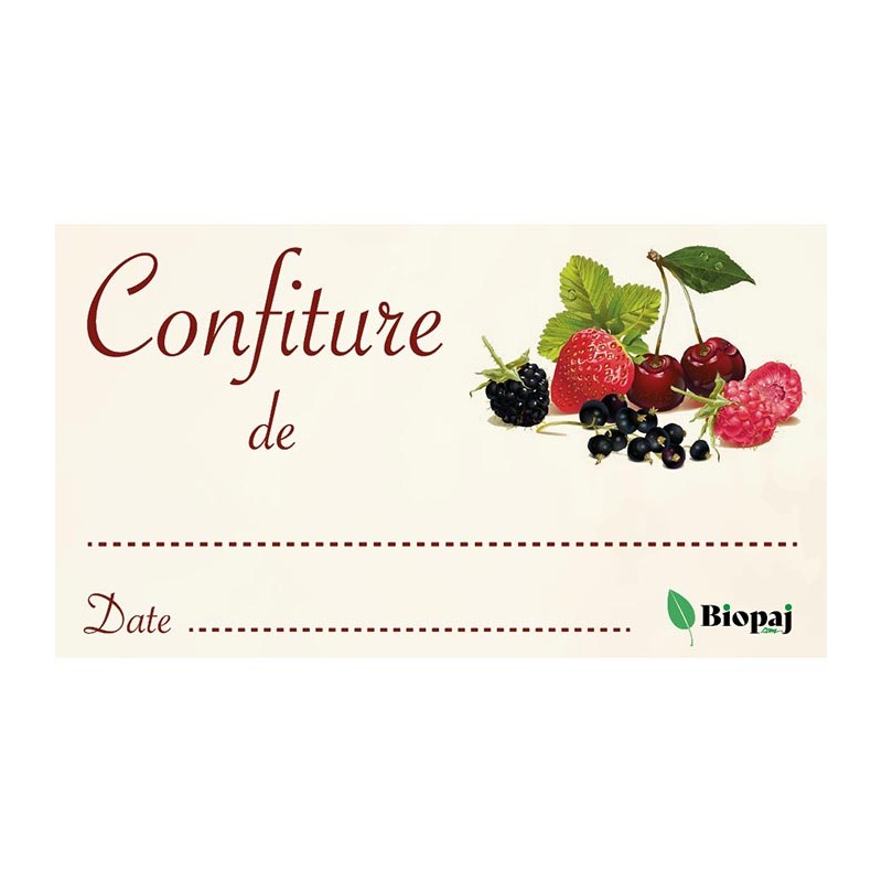 Sachet de 12 étiquettes "confitures" 45 x 80 mm