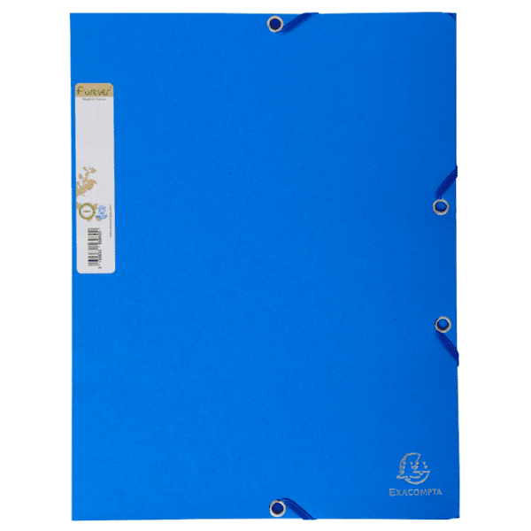 Chemise carte 100% recyclée 380g à élastiques bleue