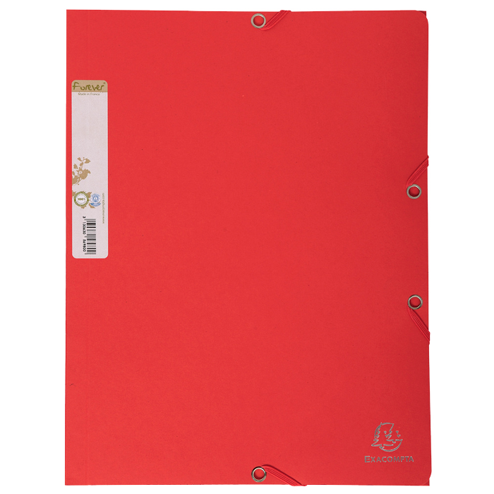 Chemise carte 100% recyclée 380g à élastiques rouge
