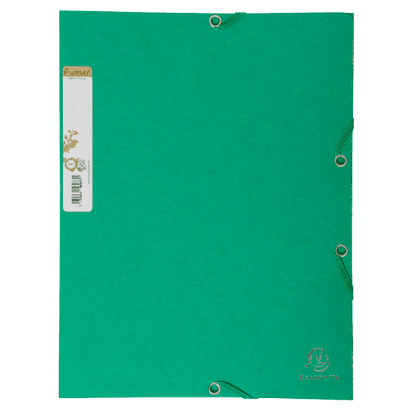 Chemise carte 100% recyclée 380g à élastiques verte