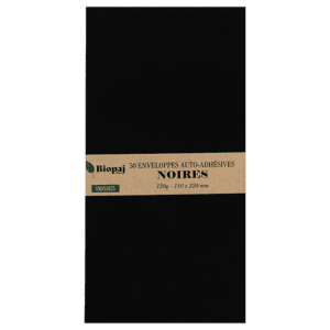 50 enveloppes noires 110 x 220 mm